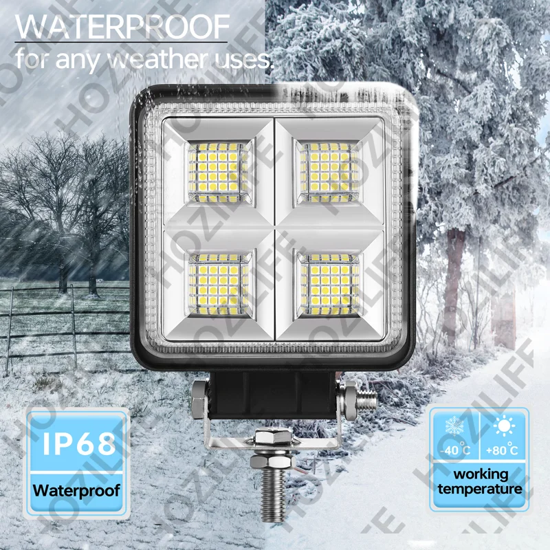 LED Tractor Work Lights for Truck, 2PCS 4 Inch 54W 12V LED Flood Light Bar for Off-Road Driving Vehicles Equipment Boats